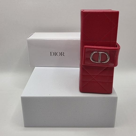 Dior Red Vegan Leather Lipstick Case w/ Magnetic Silver Clasp BNIB GWP Ltd Ed - Picture 1 of 3